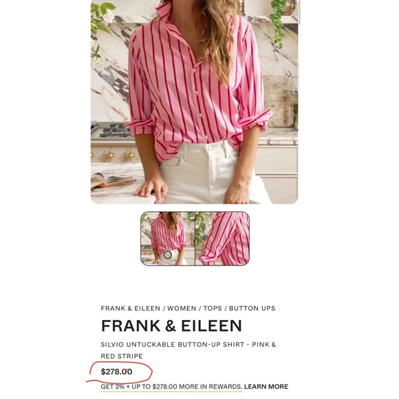 Frank & Eileen Women's Eileen Relaxed Button Up Shirt Pink Red Medium - Picture 3 of 13
